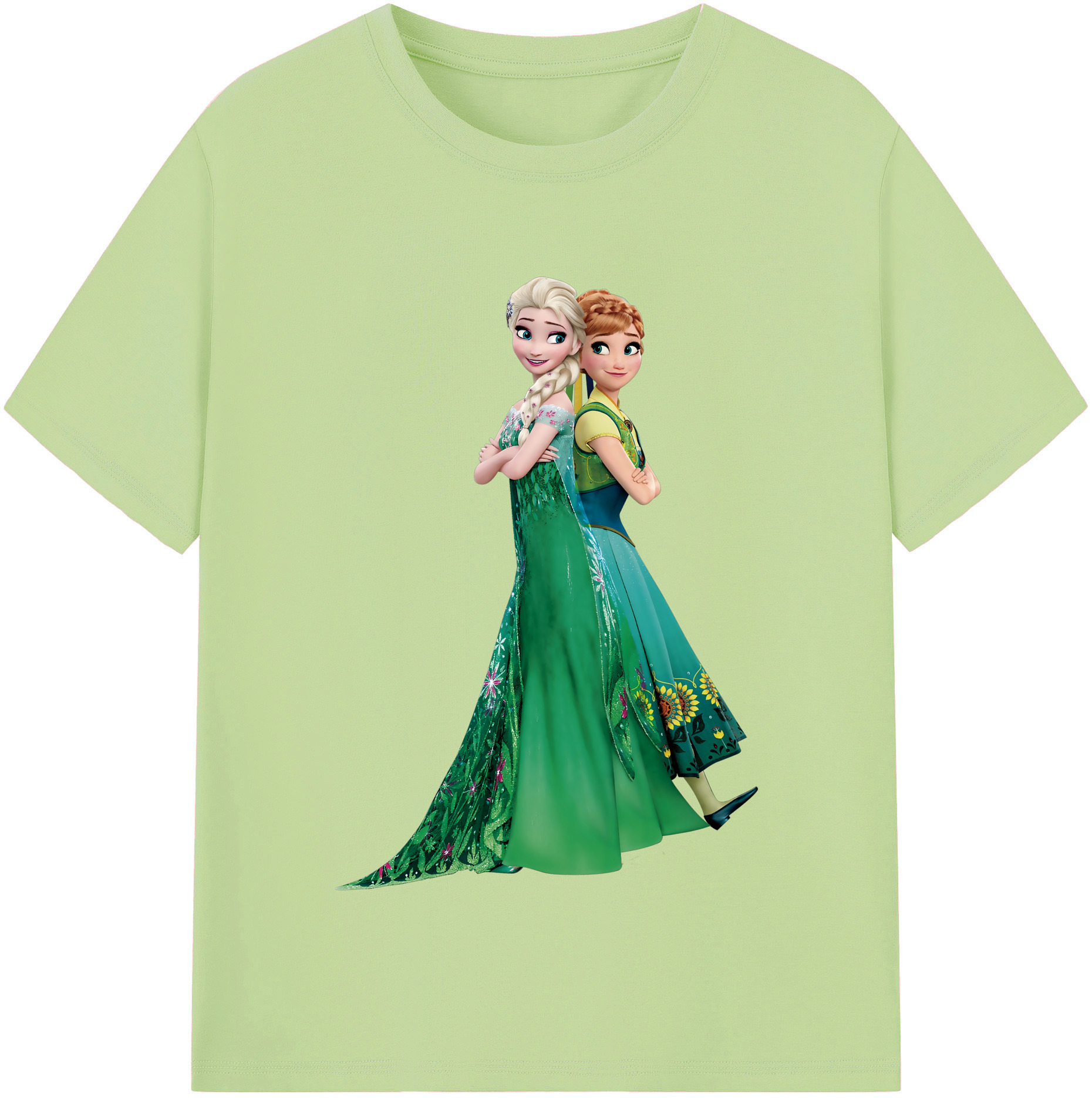 （画像用） アナと雪の女王 アンナ エルサ Frozen Anna Elsa 綿100％半袖Tシャツ（フロントプリント）